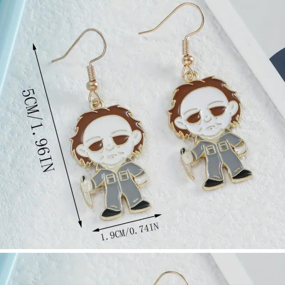 Michael Myers Dangle Earrings in gold tone and sliver tone. 3 for 20
